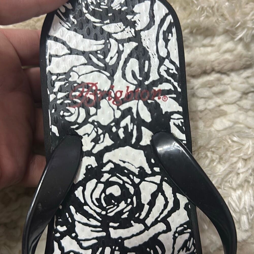 Brighton Malibu Black/White Rose Print Wedge Sandals Women’s Sz 7 - Picture 6 of 11
